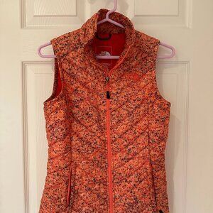 North Face Orange Speckled Multi-Colored Vest (Size S)